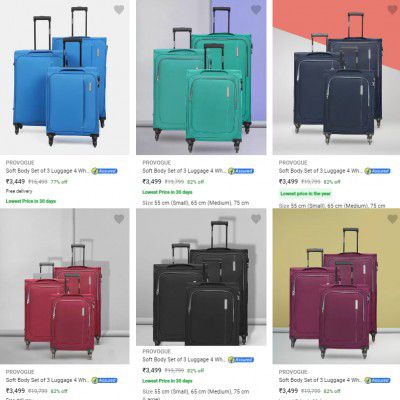 [Pack of 3] Provogue Suitcases @ 89% Off | Starts ₹2754