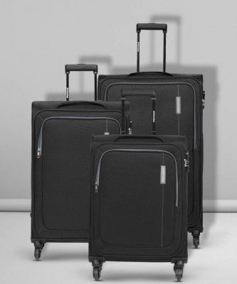 PROVOGUE Soft Body Set of 3 Luggage 4 Wheels - Lead Combo Set (30inch+ 26inch+22inch) - Black