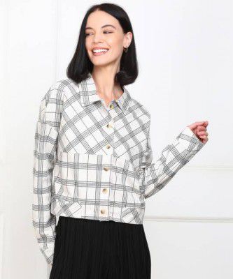 PROVOGUE  Women Slim Fit Checkered Casual Shirt