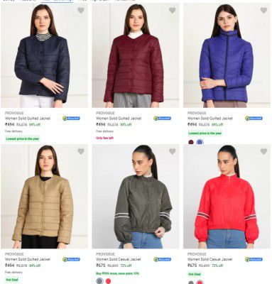 Provogue Womens Jackets Upto 85% Off