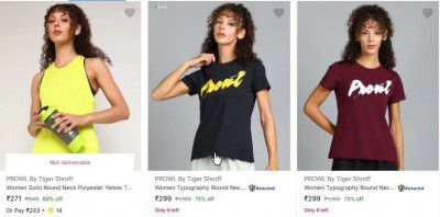Flipkart: Upto 90% OFF On PROWL by Tiger Shroff Women's Clothing And Accessories |Starts At Rs.299