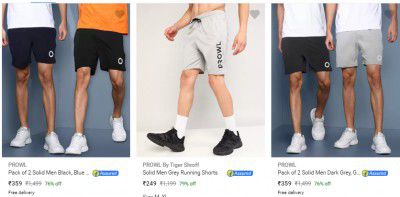 Prowl Mens Shorts Starts ₹359 | Upto 80% Off