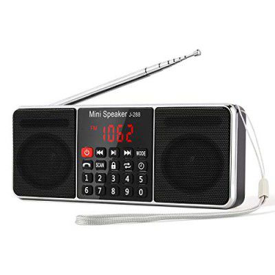 PRUNUS J-288 Portable AM FM Radio with Bluetooth Speaker, Sleep Timer, Power-Saving Display, Ultra-Long Antenna, AUX Input & USB Disk & TF Card MP3 Player?Black?