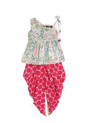 Pspeaches Girls Dhoti Set