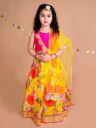 pspeaches Girls Yellow & Pink Embroidered Ready to Wear Lehenga & Blouse With Dupatta...