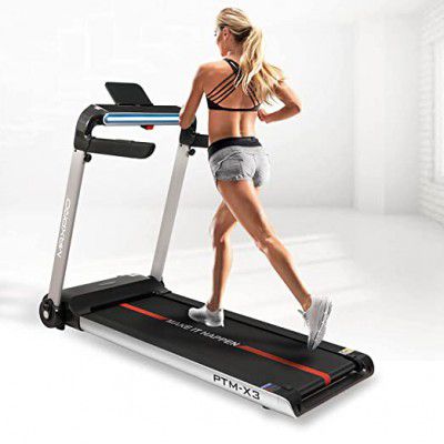 PTMX3 2hp(4hp Peak) 100% pre-Installed Foldable Motorized Treadmill with LED Touch Interactive Display, Bluetooth Speaker, MP3, Smartphone App, Perfect for Home use
