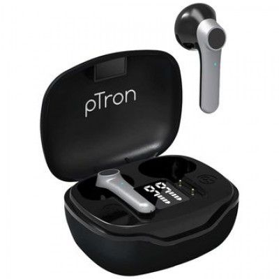 pTron Bass Pods 281 TWS Earbuds with Passive Noise Cancellation (IPX4 Sweat-Water Resistance, Stereo Calling, Black & Grey)