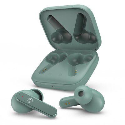 pTron Bassbuds Gomax in-Ear TWS Earbuds, Bluetooth 5.3 Wireless Headphones, Voice Assist, Type-C Charging & IPX5(Sage Green)