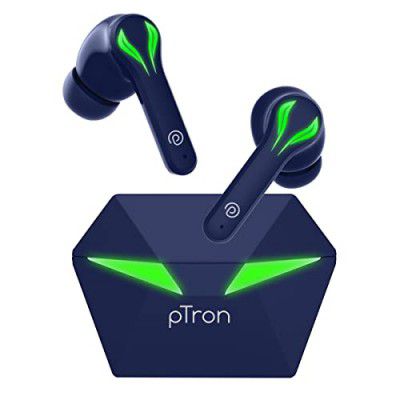 pTron Bassbuds Jade Truly Wireless Earbuds, 40ms Gaming Low Latency TWS (Blue)