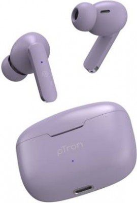 PTron Bassbuds Joy TWS Bluetooth Headset  (Light Lilac, True Wireless)