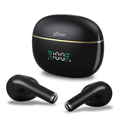 pTron Basspods P681 TWS Earbuds with Dual Mic & TruTalk AI-ENC Calls (Pearl Black)