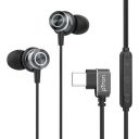 pTron Boom Play X3 In-Ear Type C Wired Headphones with Mic, 10mm Drivers for Pristine Sound, In-line Controls, 90 Degree USB-C Connector, 1.2m Tangle-Free Cable, Metal Buds & Wide Compatibility(Black)...