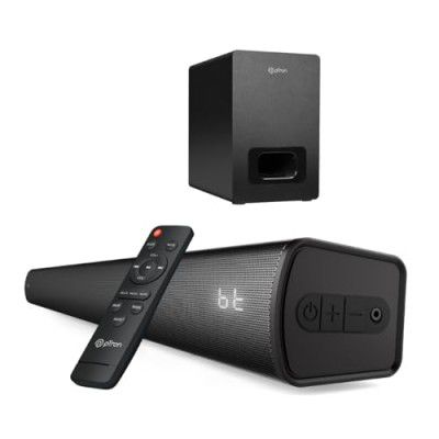 pTron Jazz Pro 160W Soundbar with Wired Subwoofer for TV, 2.1 CH, Cinematic Sound & LED Display (Black)