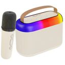 pTron Newly Launched Fusion Joy 20W Bluetooth Speaker with Wireless Karaoke Mic, 6Hrs Playtime, Vivid RGB Lights, Voice Effects, Multi-Play Modes BT5.3/TF Card/USB & Type-C Charging Port (Light Cream)...