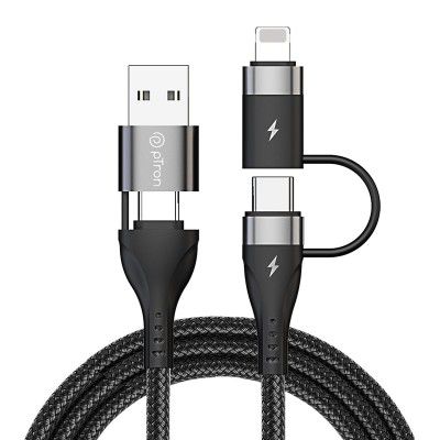 pTron Solero 4 in 1 Fast Charging USB Cable (1M Black)