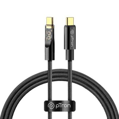 pTron Solero 80W Type-C to Type-C Fast Charging USB Cable (1M, Black)