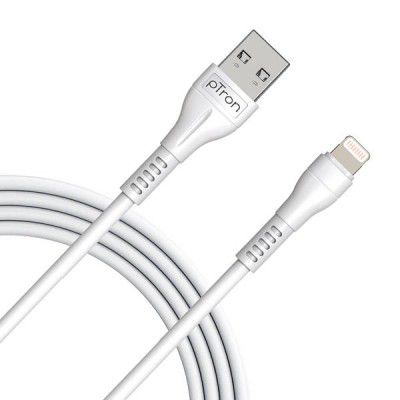 pTron Solero I241 2.4 A Fast Charging 1m USB to Lightning Charging Cable, 480 Mbps (White)