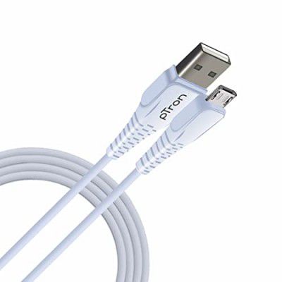 pTron USB-A to Micro USB 2.4A Fast Charging Cable compatible Cable (Round, 1M, White)