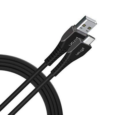 pTron USB-A to Type-C 2.4A Fast Charging Cable compatible (Round, 1M, Black)