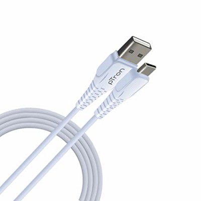 pTron USB-A to Type-C 2.4A Fast Charging Cable (Round, 1M, White)