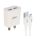 pTron Volta Evo 12W Single USB Smart Charger with 2.4A Type-C USB 1-Meter Cable, Made in India, BIS Certified Fast Charging Power Adaptor...