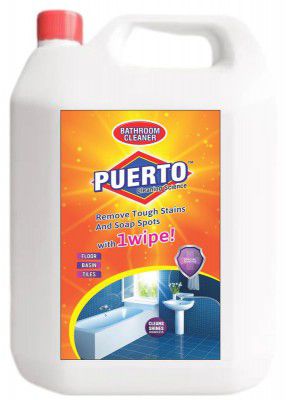 Puerto Bathroom Cleaner - 5 Ltr | Suitable for Bathroom floors, Slabs, Wall tiles, Sinks, Basins, Stainless Steel taps and Shower heads