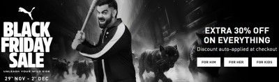 Puma - Black Friday Sale 30% Off on Everything + 7% off code + Extra 5% off on prepaid orders 