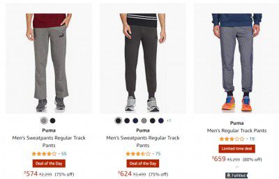Puma Men's Trackpants at minimum 70% off