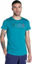 PUMA Multicolor Logo Tee Men Typography Round Neck Cotton Blend Green T-Shirt...