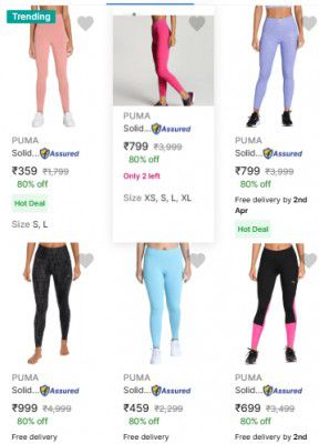 Puma Womens Tights Up to 81% Off | Starting From ₹359