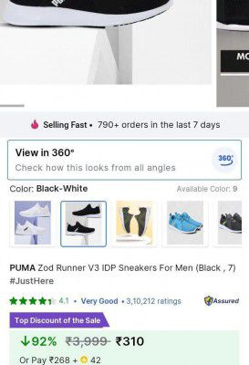 PUMA Zod Runner V3 IDP Sneakers For Men (Black , 7)