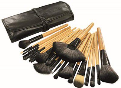 Puna Store 24 Piece Makeup Brush Set with Storage Pouch - Bamboo