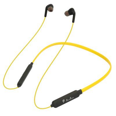 PunnkFunnk PF100 in-Ear Bluetooth Neckband with Up to 12Hrs Playback, Boom Mic & Bluetooth v5.0, Voice Assistant Wireless Earphone (Yellow)