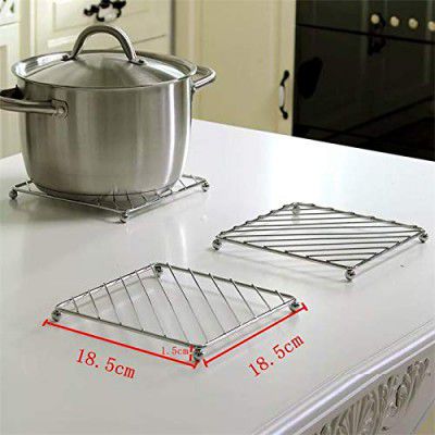PUNO Stainless Steel Kitchen Hot Mat(1 piece)/Hot Utensil Stand/Hot mats for Dining 