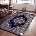 Purav Light Home Decor Cotton Carpets for Living Room 5x7 feet Multi-Use Flower Design Carpet Mats (Blue Colour)...