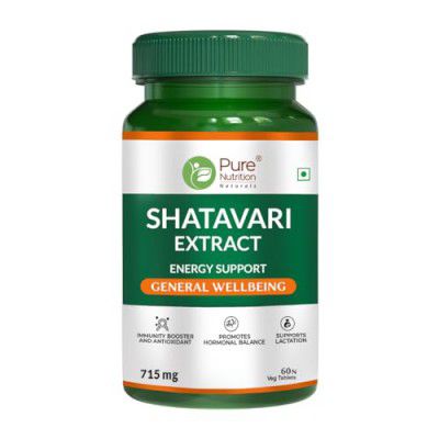 Pure Nutrition Shatavari Tablets | 100% Natural | Helps to Boost Immunity & Antioxidant - 60 Veg Tablets