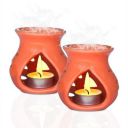 Pure Source India Ceramic Clay Oil Burner Aroma Diffuser (Orange) Set of 2...