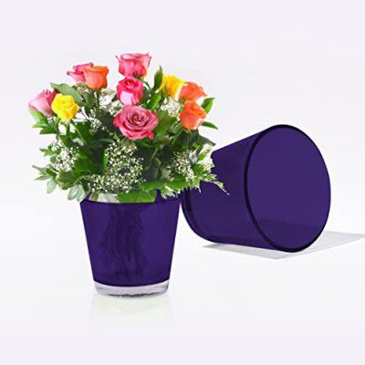 Pure Source India Glass Flower Vase, Small Glass Pot (3.5 X 3.25 Inches) 