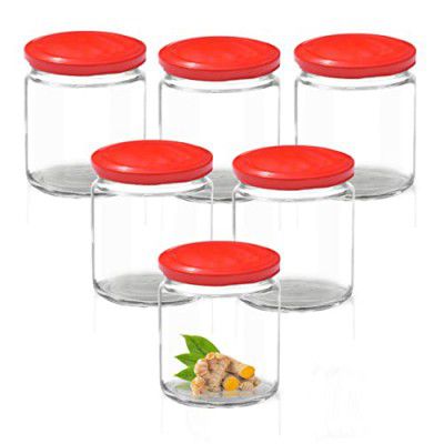 Pure Source India Glass Storage Airtight Jars -190 ml, 6 Piece, Transparent
