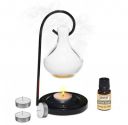 Pure Source India Porcelain Oil Diffuser Set for Home Fragrance with 10 ml White Sage Aroma Oil and 4 Tea Light Candles (White)...