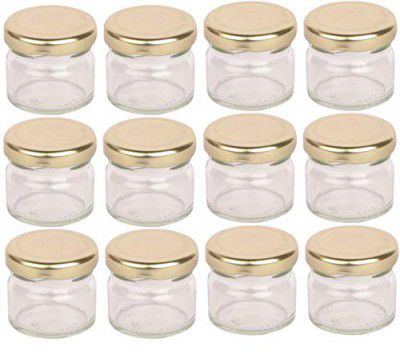 Pure Source India Round Mini Glass Jar Containers - 20 Gram, Pack of 12 Pieces, Clear
