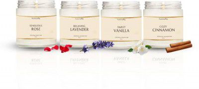 Puremazing Scented Candles | Lavender,Vanilla,Rose,Cinnamon | Fragrances Premium Home Décor Candle  (White, Black, Beige, Pack of 4)