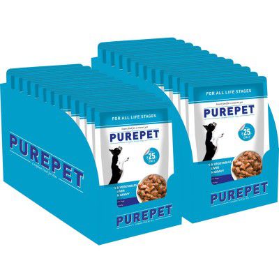Purepet Wet Dog Food, Chicken and Vegetable Chunks in Gravy For All Life Stages 24 Pouches (24 x 70g)