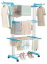 PureSell Premium Heavy Duty Stainless Steel Foldable Cloth Drying Stand (Blue, 3 Layer)...