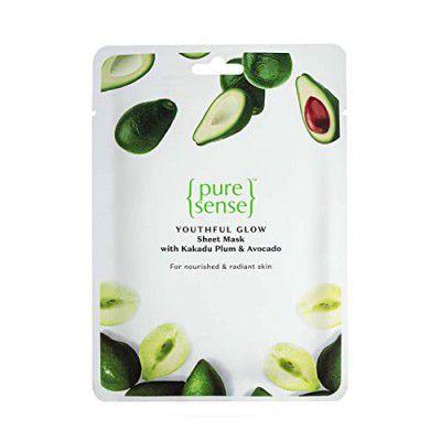PureSense Anti Ageing Sheet Mask with Avocado & Kakadu Plum | 100% Ntural & Organic For Nourished & Deeply Hydrated Skin - Makers of Parachute Advansed | 15g