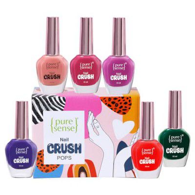 PureSense Nail Polish Crush Pops Kit | Quicky Dry | Glossy | Matte | (Pack of 6) - 60 ml