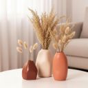 PUREZENTO Rustic Ceramic Bud Vase - Set of 3 | Centerpiece & Showpiece for Home Decor, Living Room, Bookshelf & Tabletop Styling | Decorative Vase for Pampas Grass, Dried & Artificial Flowers...
