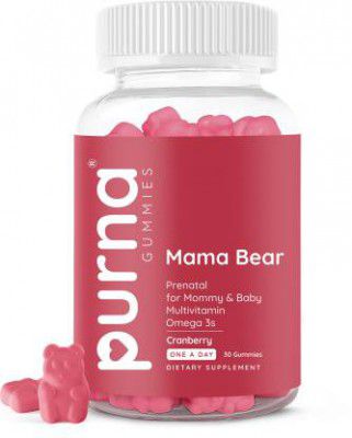 Purna Gummies Prenatal Cranberry Flavor Gummies for Pregnancy with Vitamin K2  (30)