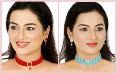 Purple stone  Alloy Gold-plated Red, Turquoise Jewel Set  (Pack of 6)