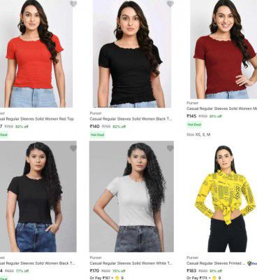 Flipkart : Up to 82% OFF - Purser Womens Tops
